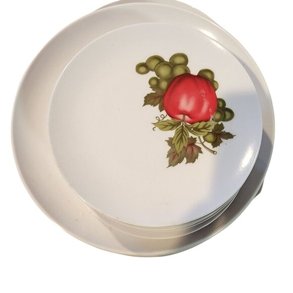 Vintage Royalon Melmac Plates With Fruit Apple Design service for 8 - Picture 1 of 3